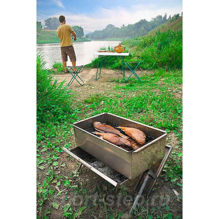 Коптильня двухъярусная Универсал с поддоном для сбора жира 480x280x270 (сталь 1,0 мм)