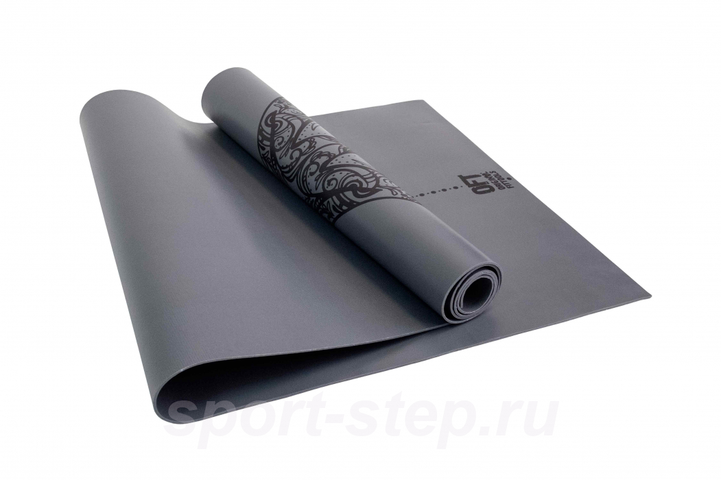 Коврик для йоги 2.5 мм серый в сумке с ремешком Original FitTools FT-TYM025-GY