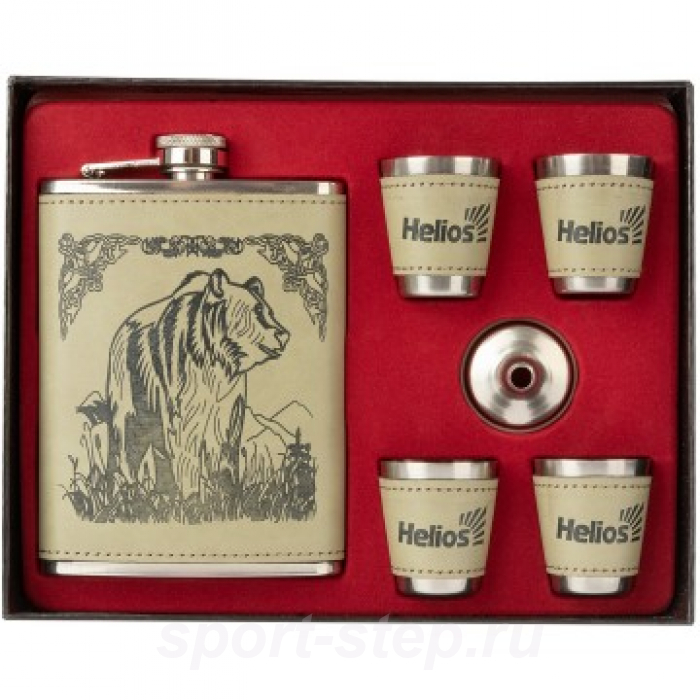 Набор Медведь (фляжка 240 мл + 4 стопки + воронка) (HS-N-B-А08) Helios