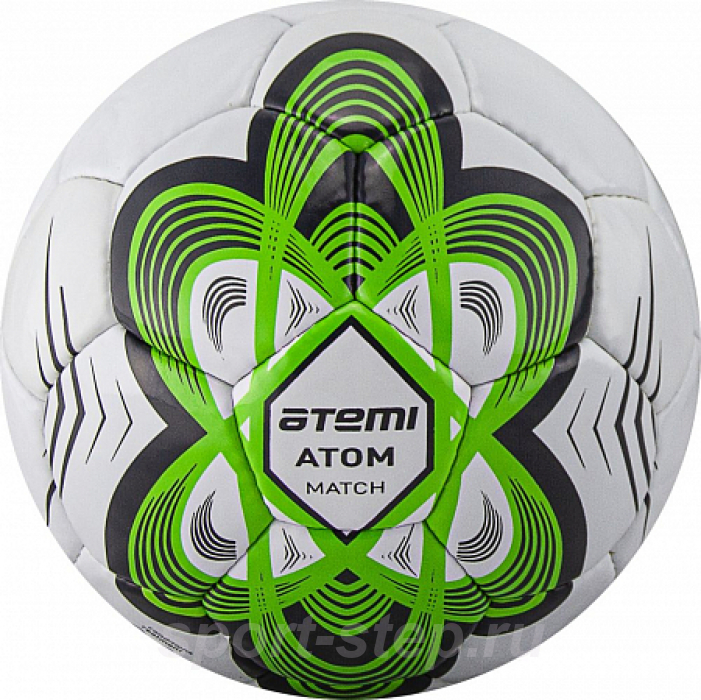 Мяч футбольный Atemi ATOM, PU, зеленый, р.5, р/ш, окруж 68-71